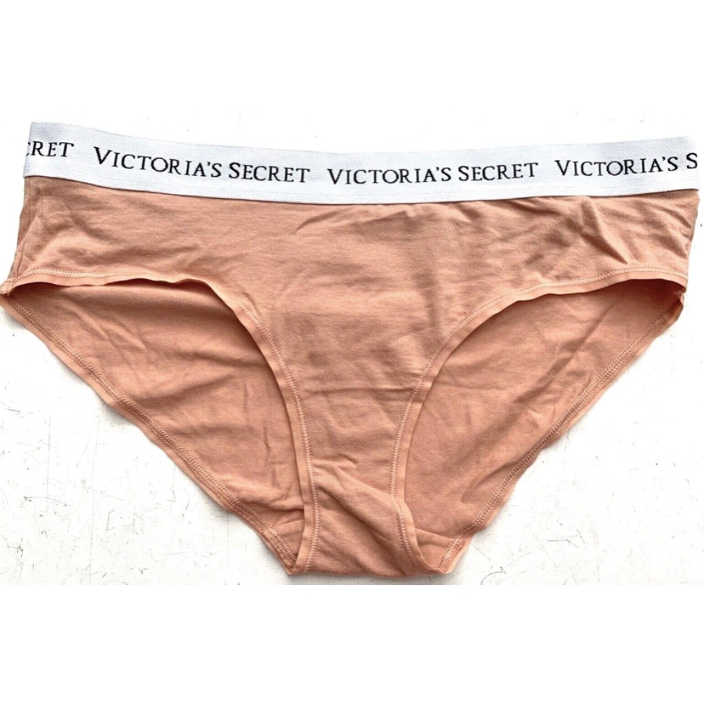 Victorias Secret Nwt Cafe Creme Logo Band Cotton Blend Hiphugger Panty L
